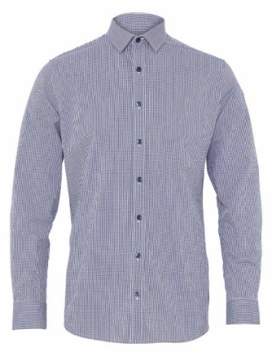 Picture of NNT Mens Avignon Gingham Check Stretch Long Sleeve Slim Shirt